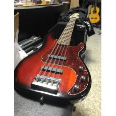 Fender SQUIER Precision Bass 5 Red Burst Indonesia - zánovní stav