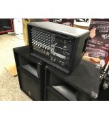 Yamaha EMX512 SC 2x300W powermix a reproboxy Yamaha S112V, kabely, stojany