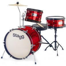 Stagg TIM JR3/16B RED dětská bicí sada pro začátečníky se stoličkou